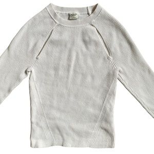 Abercrombie & Fitch White Ribbed Sweater with Cut Outs